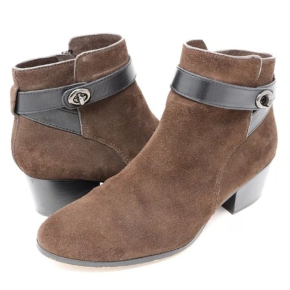 COACH Patricia Brown Suede Leather Ankle Boot 10